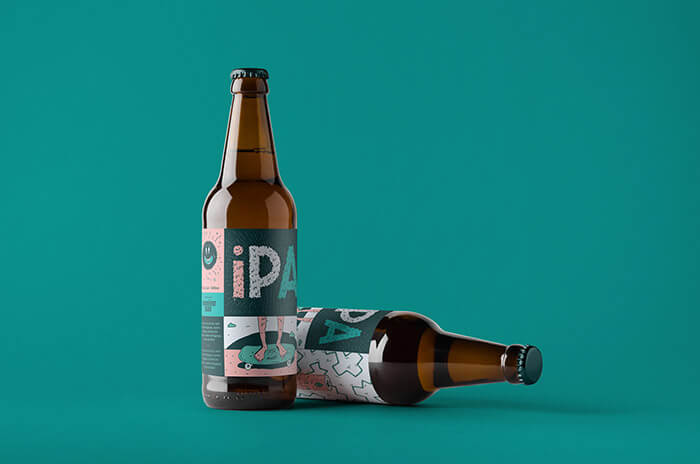 Beer Bottle Mock-Up - Two Bottles. Blank Label